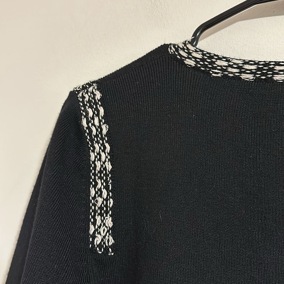 Carolina Herrera New York 100% wool black cream open cardigan stitched - Picture 9 of 10